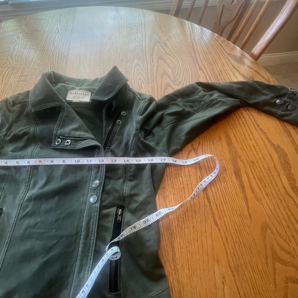 Anthropology Marrakech Meri Olive Green Waterfall Zip/Snap Moto Jacket sz S - Picture 8 of 12